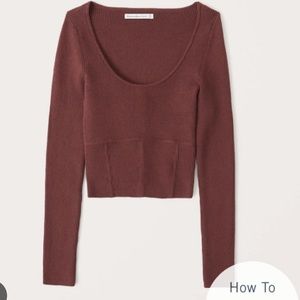 Abercrombie Brown Scoopneck Corset Sweater Top